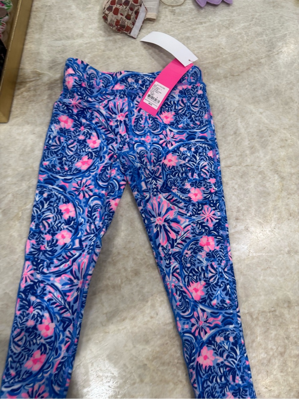 Lilly Pulitzer Blue & Pink Floral-Scroll Print Leggings